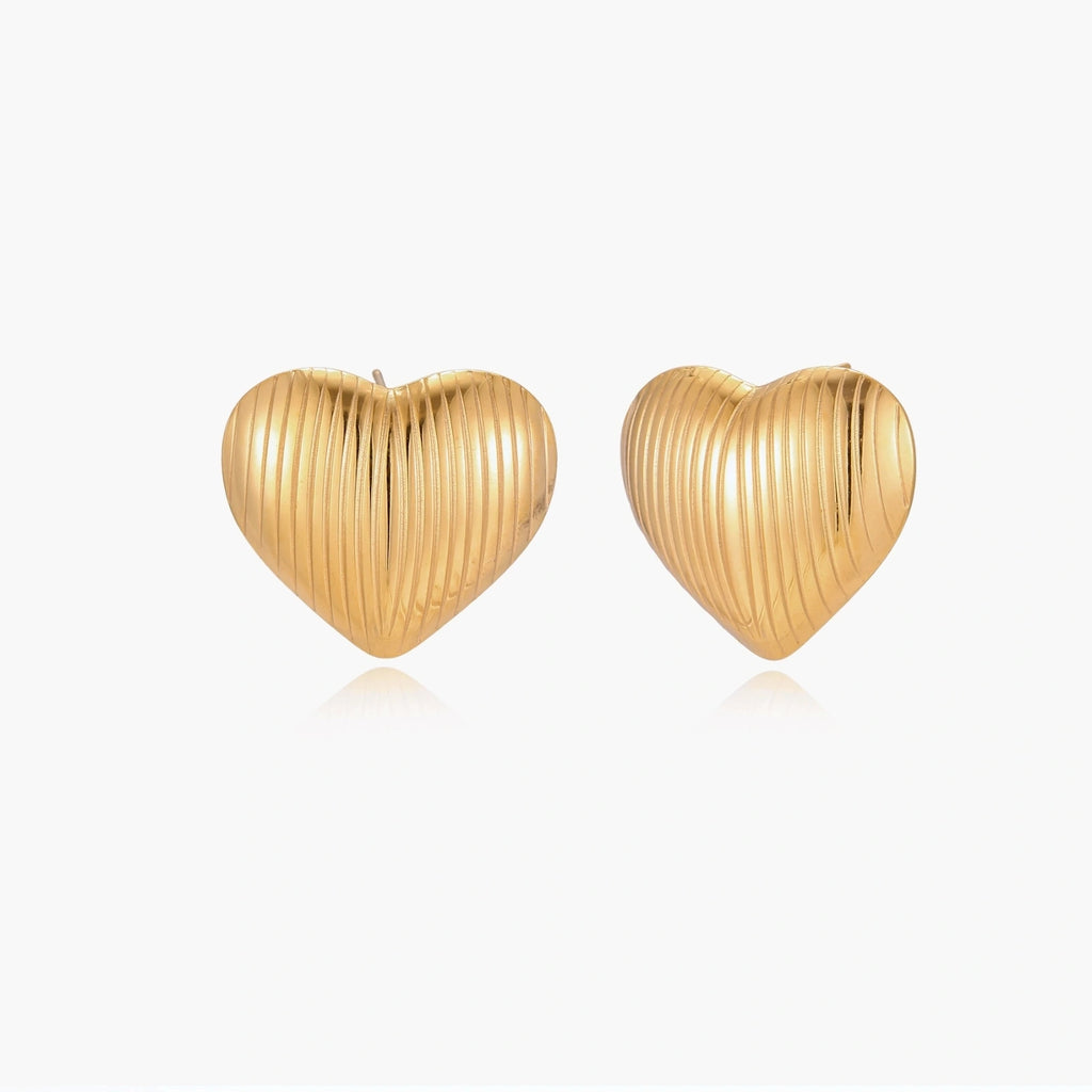 Textured Heart Stud Earrings by Conrad Collective Permanent Jewelry