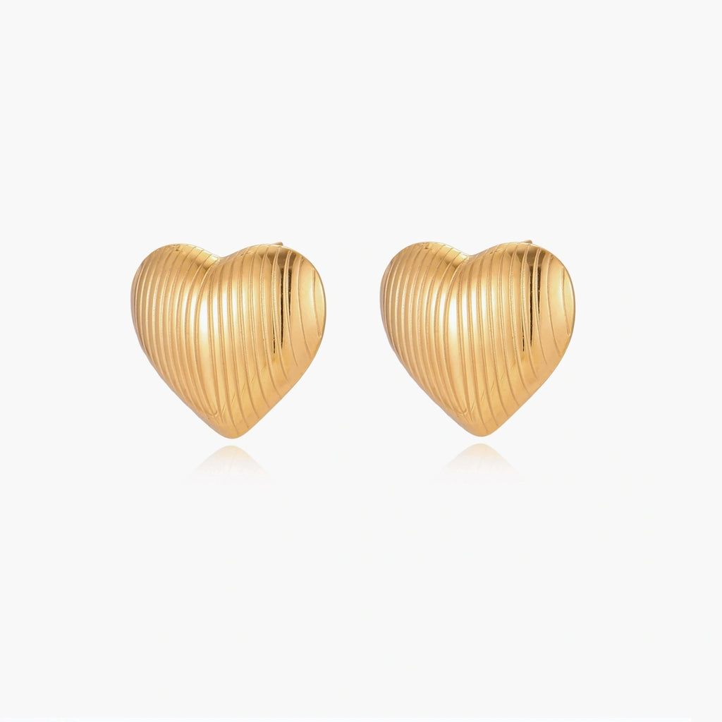 Textured Heart Stud Earrings by Conrad Collective Permanent Jewelry