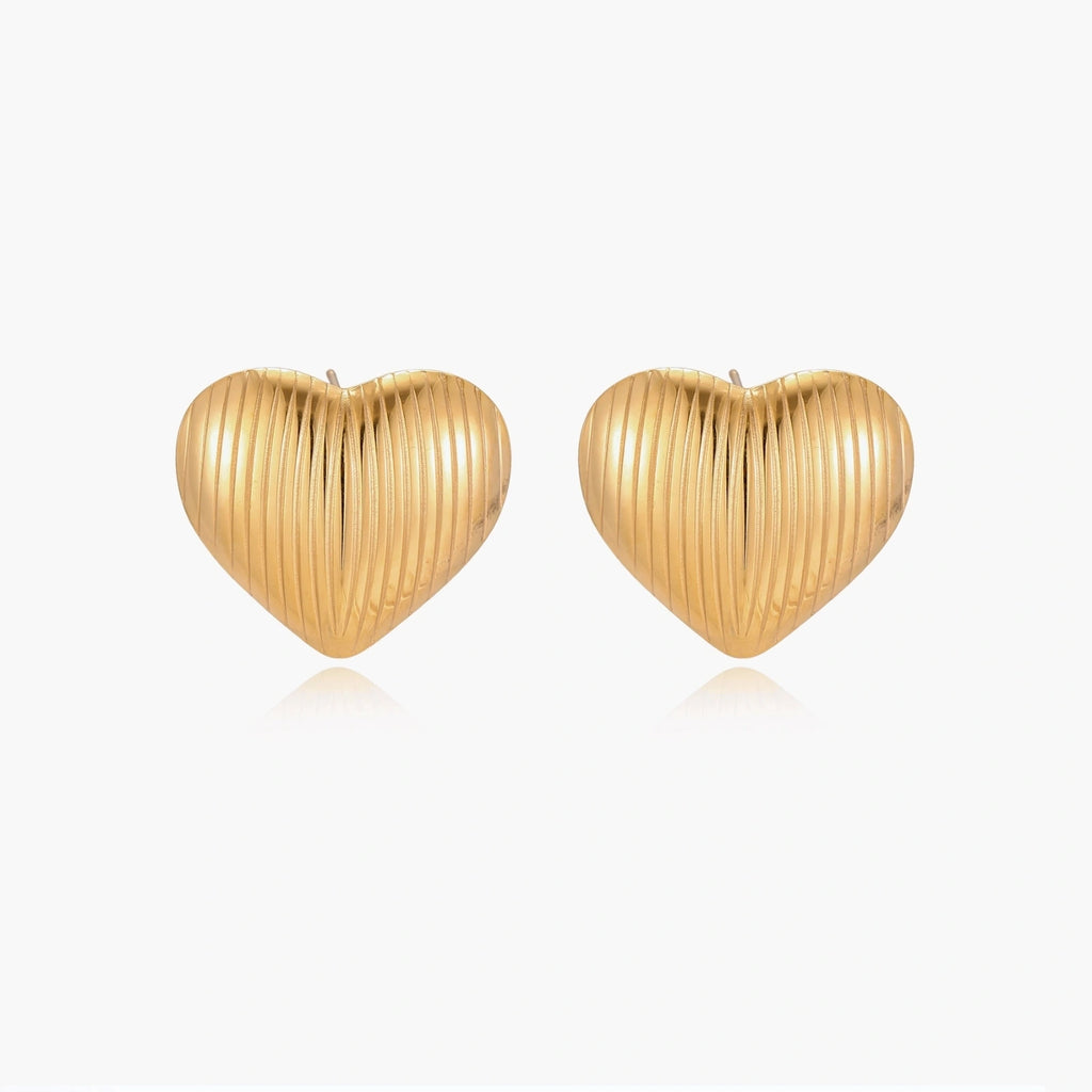 Textured Heart Stud Earrings by Conrad Collective Permanent Jewelry